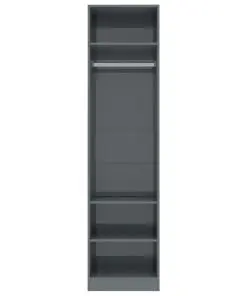 vidaXL Wardrobe High Gloss Grey 50x50x200 cm Chipboard