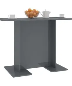 vidaXL Dining Table High Gloss Grey 110x60x75 cm Chipboard