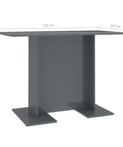 vidaXL Dining Table High Gloss Grey 110x60x75 cm Chipboard