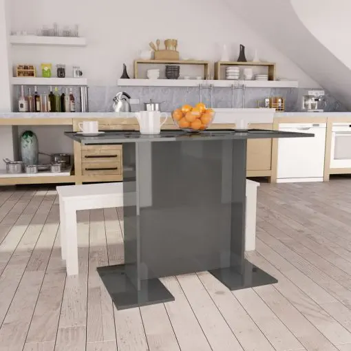 vidaXL Dining Table High Gloss Grey 110x60x75 cm Chipboard