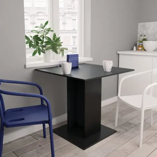 vidaXL Dining Table Black 80x80x75 cm Chipboard