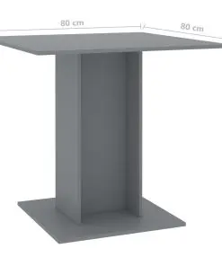 vidaXL Dining Table Grey 80x80x75 cm Chipboard