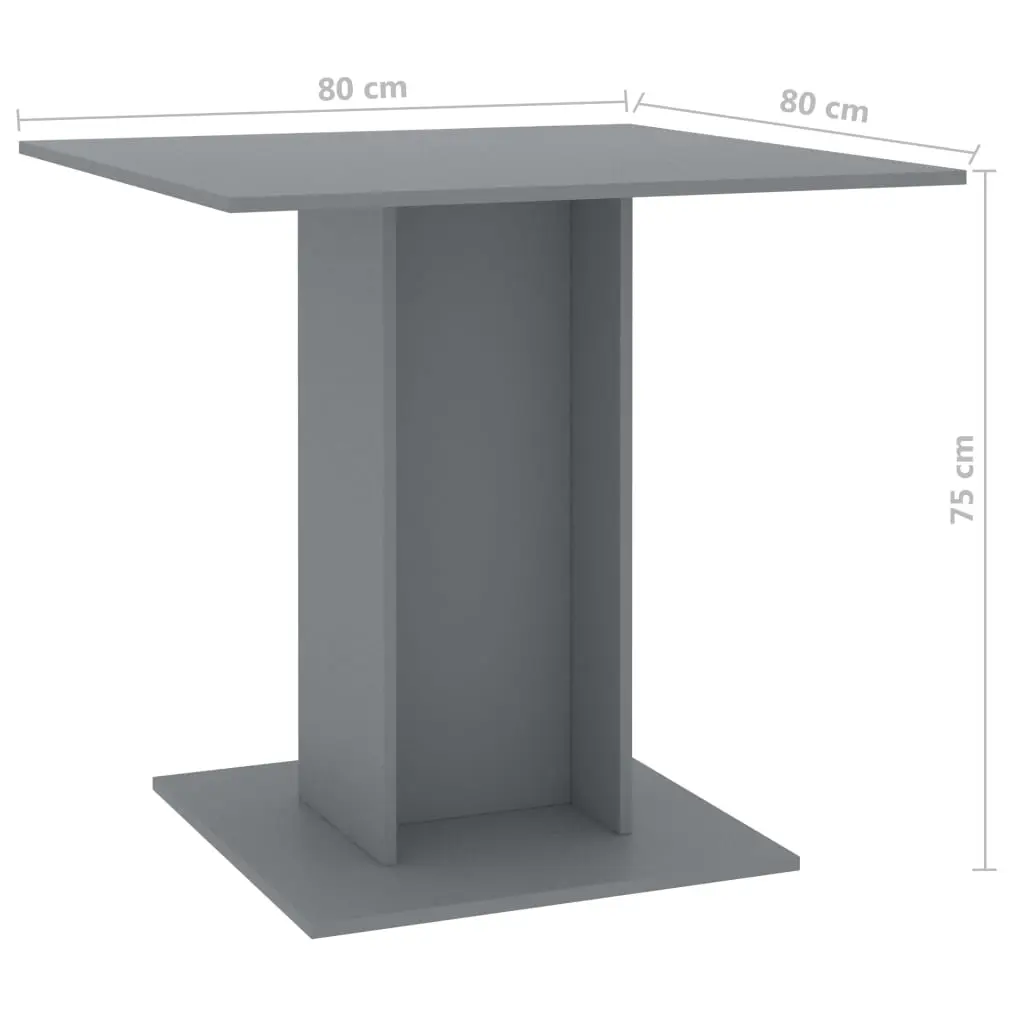 vidaXL Dining Table Grey 80x80x75 cm Chipboard