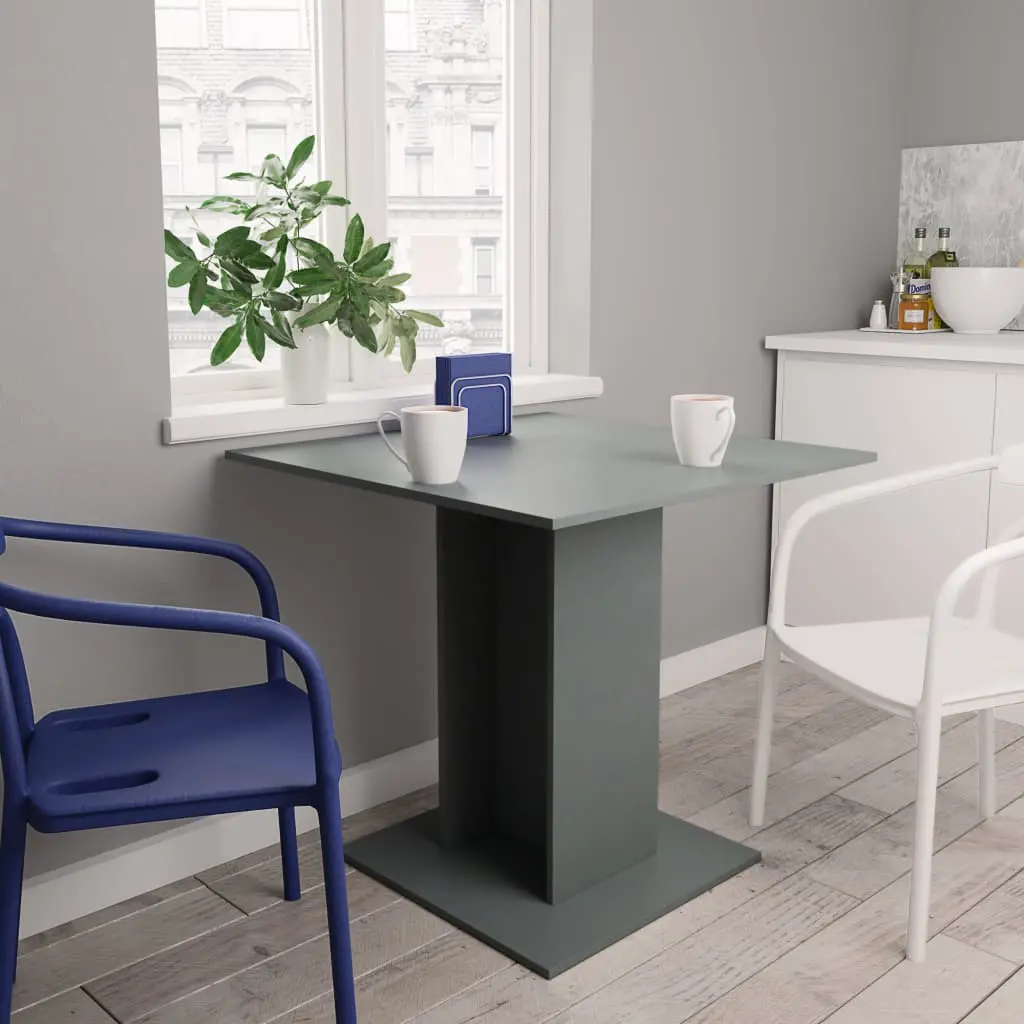 vidaXL Dining Table Grey 80x80x75 cm Chipboard