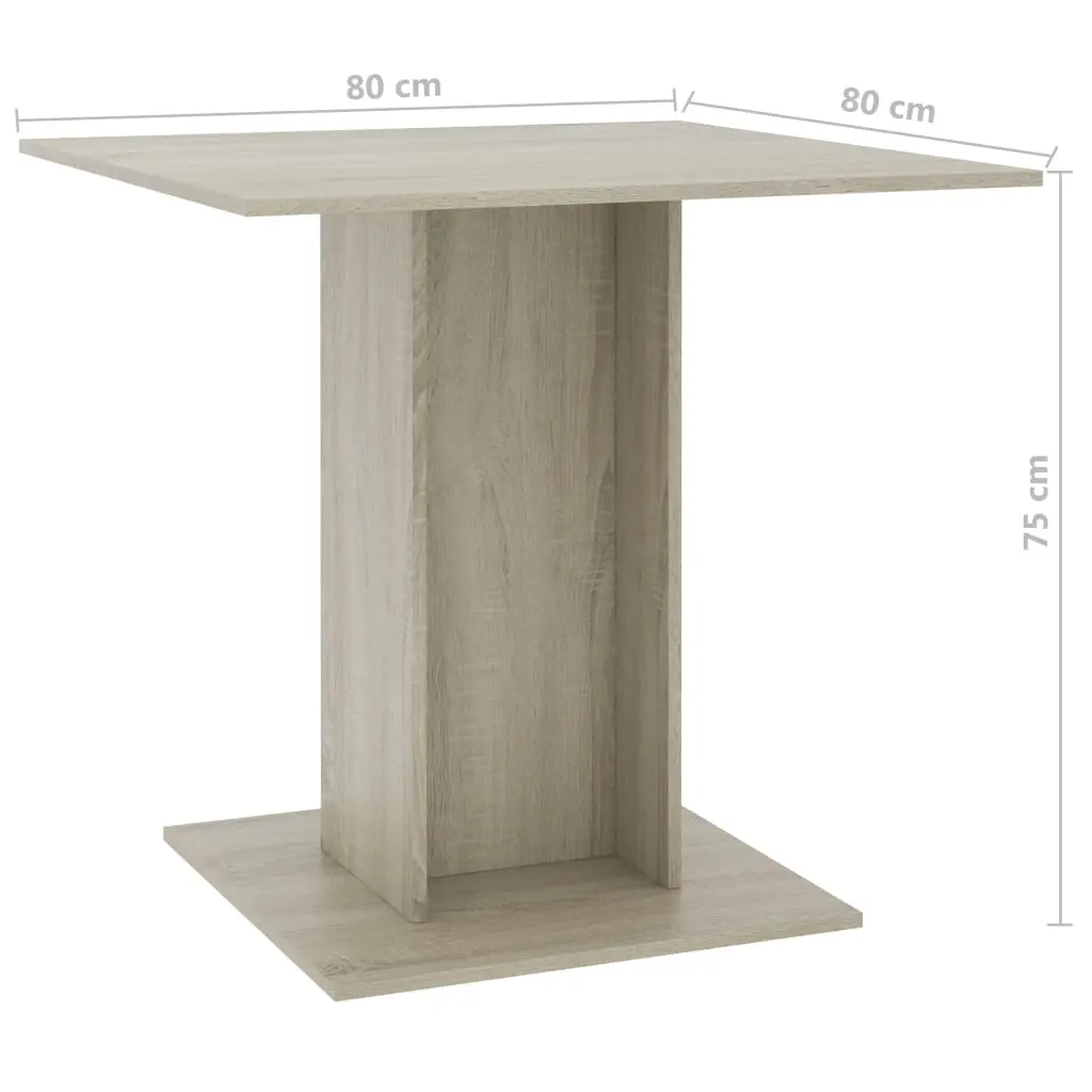 vidaXL Dining Table Sonoma Oak 80x80x75 cm Chipboard