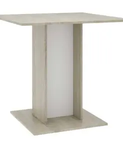 vidaXL Dining Table White and Sonoma Oak 80x80x75 cm Chipboard