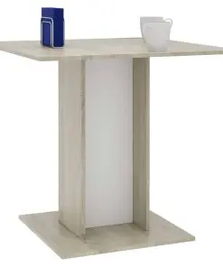vidaXL Dining Table White and Sonoma Oak 80x80x75 cm Chipboard