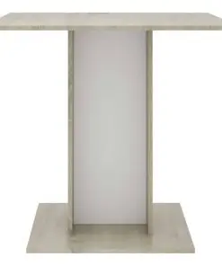 vidaXL Dining Table White and Sonoma Oak 80x80x75 cm Chipboard