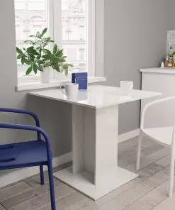 vidaXL Dining Table High Gloss White 80x80x75 cm Chipboard