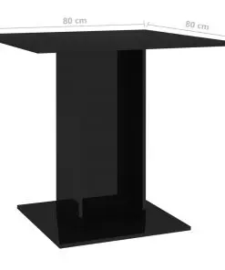 vidaXL Dining Table High Gloss Black 80x80x75 cm Chipboard