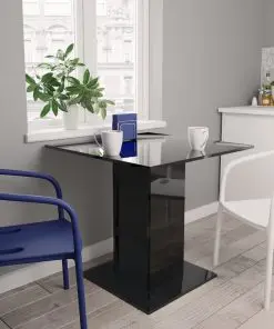 vidaXL Dining Table High Gloss Black 80x80x75 cm Chipboard