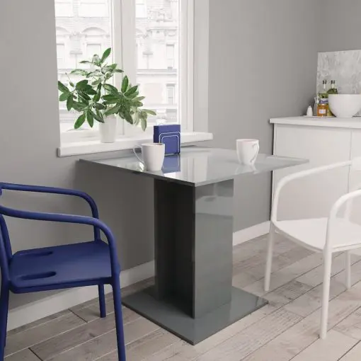 vidaXL Dining Table High Gloss Grey 80x80x75 cm Chipboard