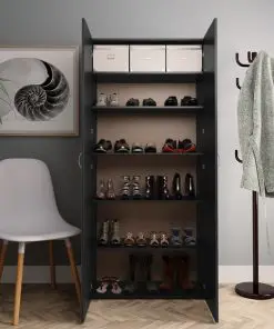vidaXL Shoe Cabinet Black 80×35.5×180 cm Chipboard