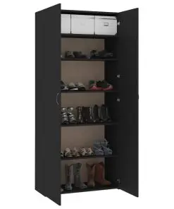 vidaXL Shoe Cabinet Black 80×35.5×180 cm Chipboard