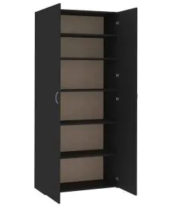 vidaXL Shoe Cabinet Black 80×35.5×180 cm Chipboard
