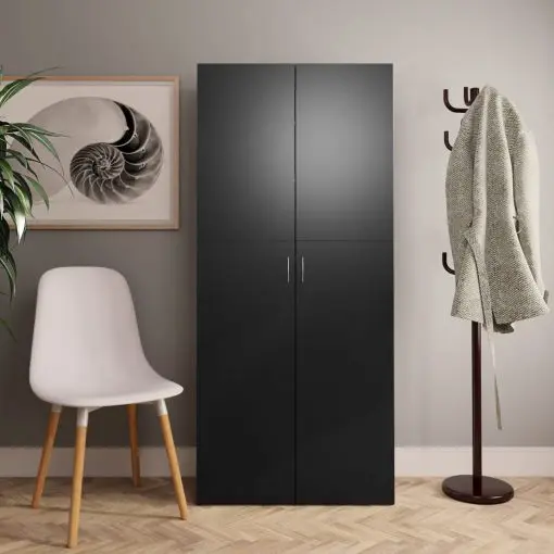 vidaXL Shoe Cabinet Black 80×35.5×180 cm Chipboard