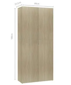 vidaXL Shoe Cabinet Sonoma Oak 80×35.5×180 cm Chipboard