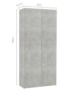 vidaXL Shoe Cabinet Concrete Grey 80×35.5×180 cm Chipboard