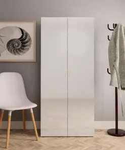 vidaXL Shoe Cabinet High Gloss White 80×35.5×180 cm Chipboard