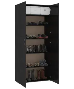 vidaXL Shoe Cabinet High Gloss Black 80×35.5×180 cm Chipboard