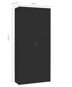 vidaXL Shoe Cabinet High Gloss Black 80×35.5×180 cm Chipboard