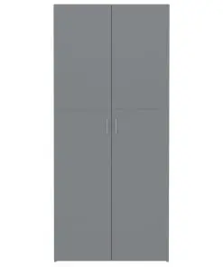 vidaXL Shoe Cabinet High Gloss Grey 80×35.5×180 cm Chipboard