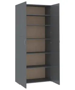 vidaXL Shoe Cabinet High Gloss Grey 80×35.5×180 cm Chipboard
