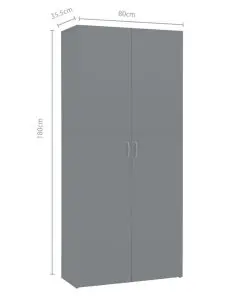 vidaXL Shoe Cabinet High Gloss Grey 80×35.5×180 cm Chipboard
