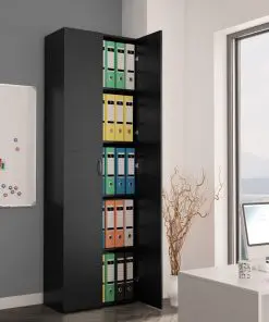 vidaXL Office Cabinet Black 60x32x190 cm Chipboard