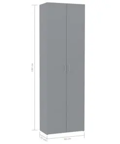 vidaXL Office Cabinet Grey 60x32x190 cm Chipboard