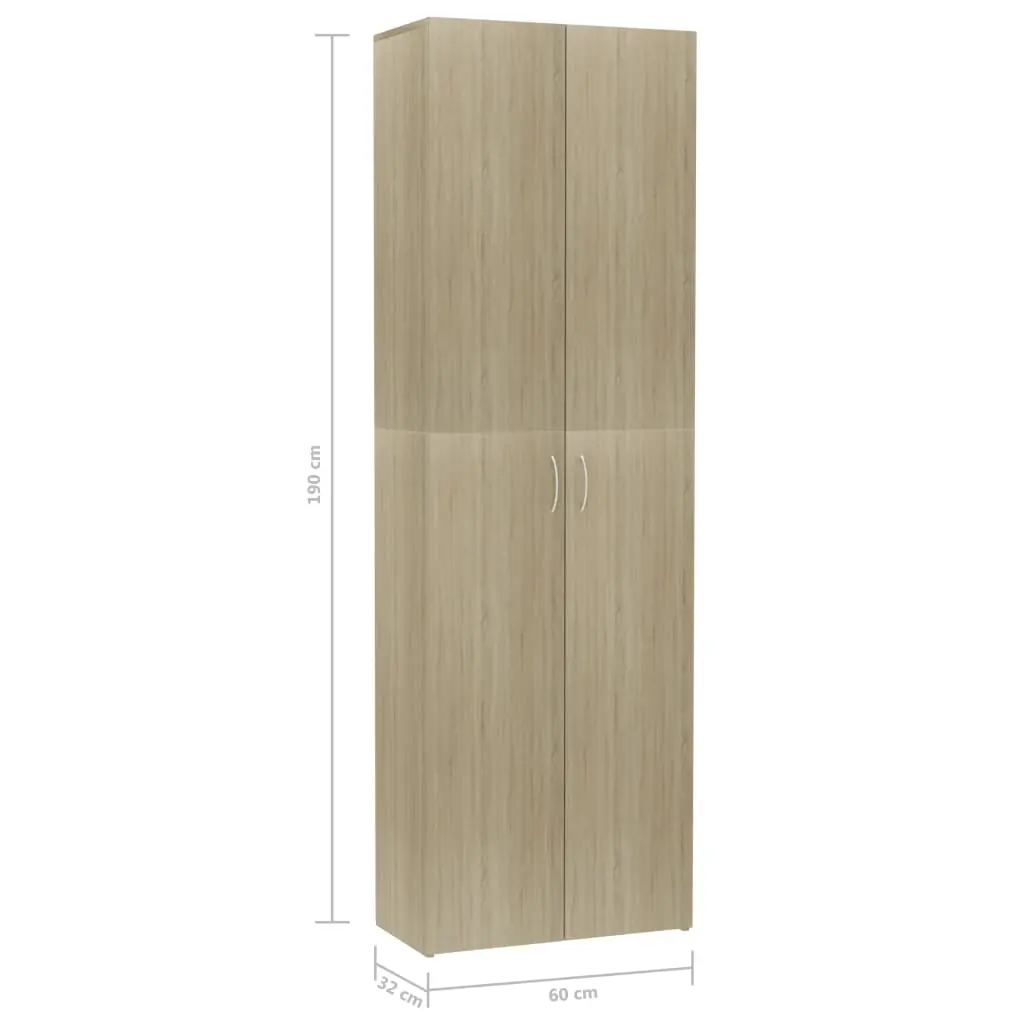 vidaXL Office Cabinet Sonoma Oak 60x32x190 cm Chipboard