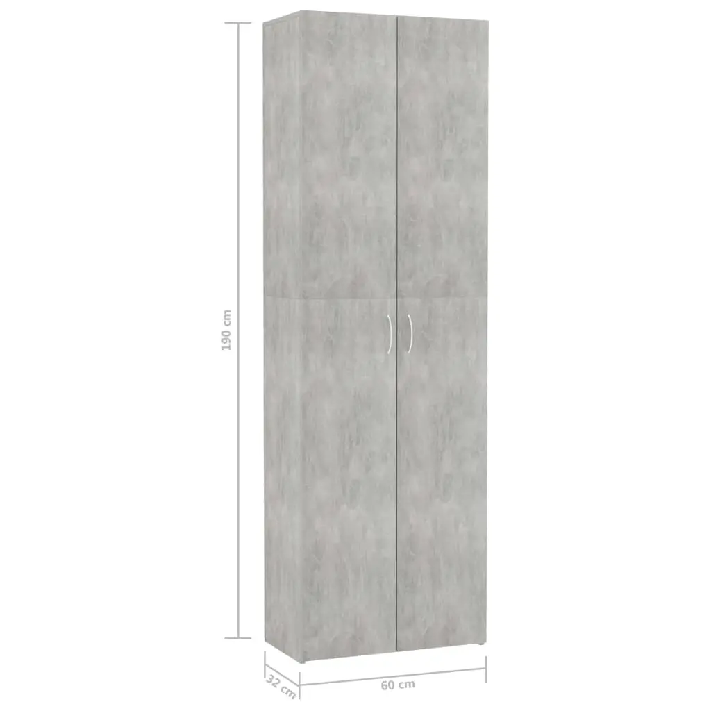 vidaXL Office Cabinet Concrete Grey 60x32x190 cm Chipboard