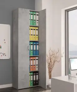 vidaXL Office Cabinet Concrete Grey 60x32x190 cm Chipboard