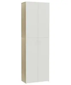 vidaXL Office Cabinet White and Sonoma Oak 60x32x190 cm Chipboard