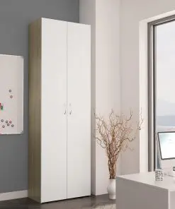 vidaXL Office Cabinet White and Sonoma Oak 60x32x190 cm Chipboard