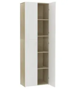 vidaXL Office Cabinet White and Sonoma Oak 60x32x190 cm Chipboard