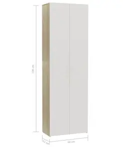 vidaXL Office Cabinet White and Sonoma Oak 60x32x190 cm Chipboard