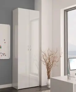 vidaXL Office Cabinet High Gloss White 60x32x190 cm Chipboard