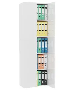 vidaXL Office Cabinet High Gloss White 60x32x190 cm Chipboard