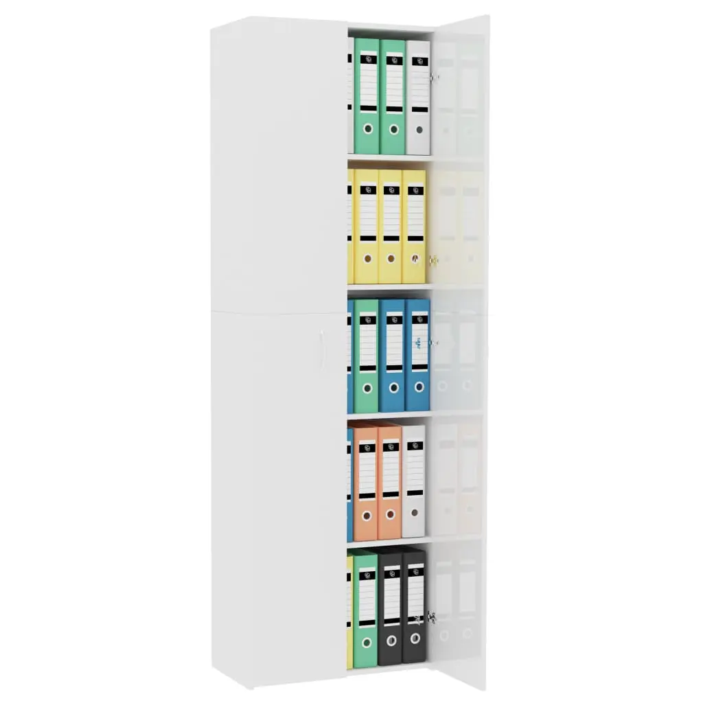 vidaXL Office Cabinet High Gloss White 60x32x190 cm Chipboard