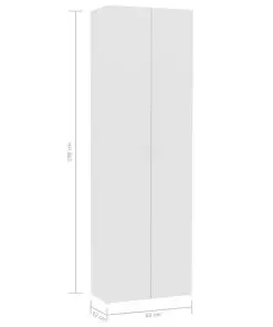 vidaXL Office Cabinet High Gloss White 60x32x190 cm Chipboard