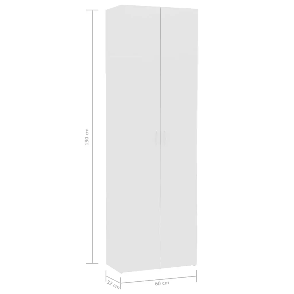 vidaXL Office Cabinet High Gloss White 60x32x190 cm Chipboard