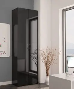 vidaXL Office Cabinet High Gloss Black 60x32x190 cm Chipboard