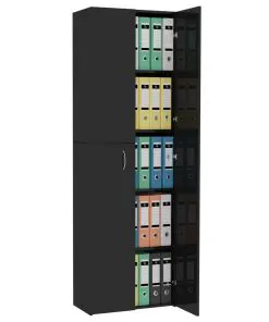 vidaXL Office Cabinet High Gloss Black 60x32x190 cm Chipboard