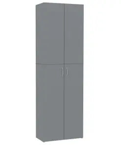 vidaXL Office Cabinet High Gloss Grey 60x32x190 cm Chipboard
