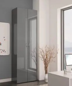 vidaXL Office Cabinet High Gloss Grey 60x32x190 cm Chipboard