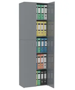 vidaXL Office Cabinet High Gloss Grey 60x32x190 cm Chipboard
