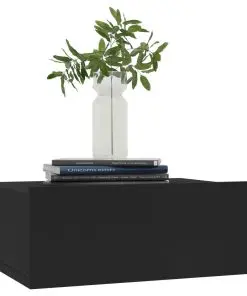 vidaXL Floating Nightstand Black 40x30x15 cm Chipboard