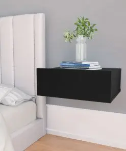 vidaXL Floating Nightstand Black 40x30x15 cm Chipboard