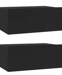 vidaXL Floating Nightstands 2 pcs Black 40x30x15 cm Chipboard